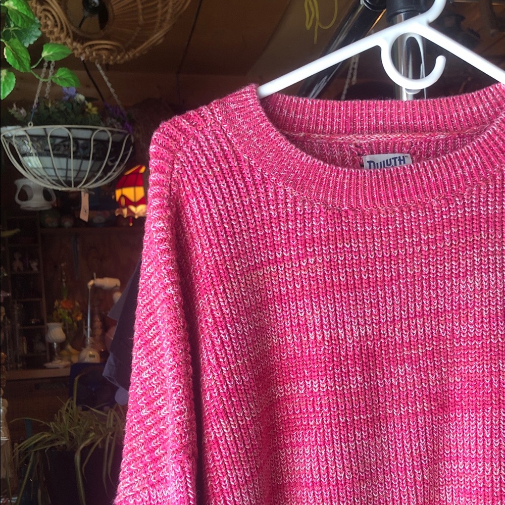 Duluth Trading Co Pink Marled Crewneck Sweater
